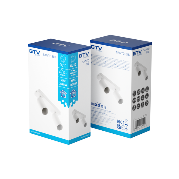 Wall luminaire SANTO BIS, GU10, max. 2*20 W, IP20, double, white image 3