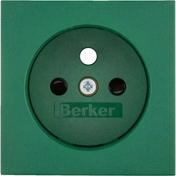 Center piece for socket with ground pin with touch protection, Berker S.1/B.x, green, gloss image 1