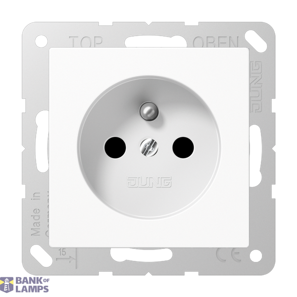 French/Belgian system socket, 16 A 250 V ~, plug-in terminals, integrated increased contact protection, SAFETY+, Duroplast, Series A, alpine white image 1