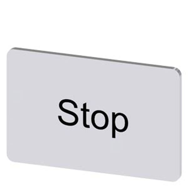 Labeling plate 17.5x27 mm, silver-colored label, labeling: Stop image 1