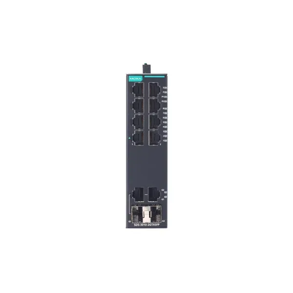 MOXA – SDS-3010-2GTXSFP-T – Compact industrial smart Ethernet switch with 8 10100BaseT(X) ports, 2 101001000 image 1