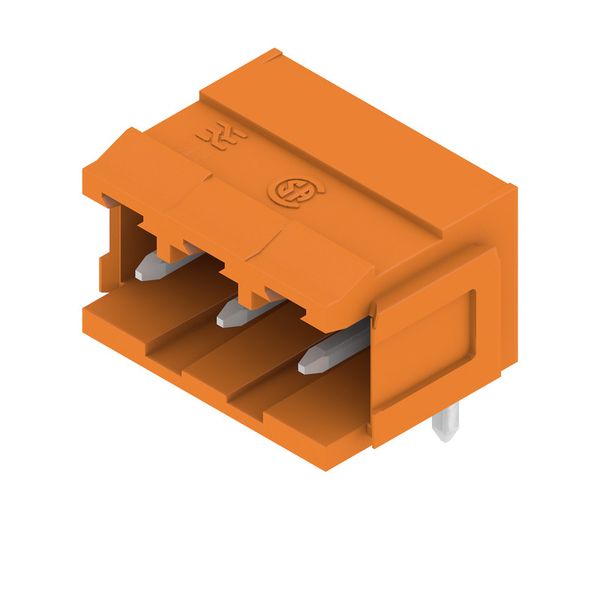 PCB plug-in connector, male header, Dovetails for fixing blocks, THT solder connection, 5.08 mm, Number of poles: 3, 90°, Solder pin length (l): 4.5 mm, tinned, orange, Box image 8