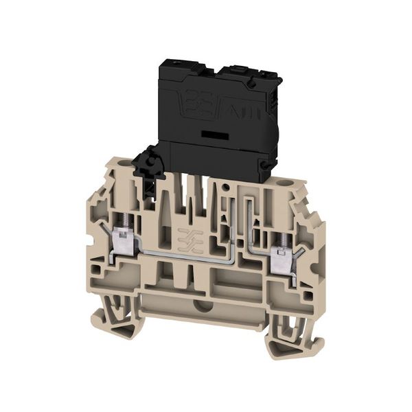 Fuse terminal, Screw connection, dark beige, 4 mm², 6.3 A, 150 V, Number of connections: 2, Number of levels: 1, TS 35 image 1