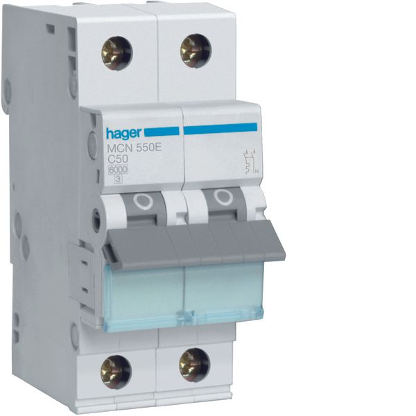 MCB 1P+N 6kA C-50A 2M image 1
