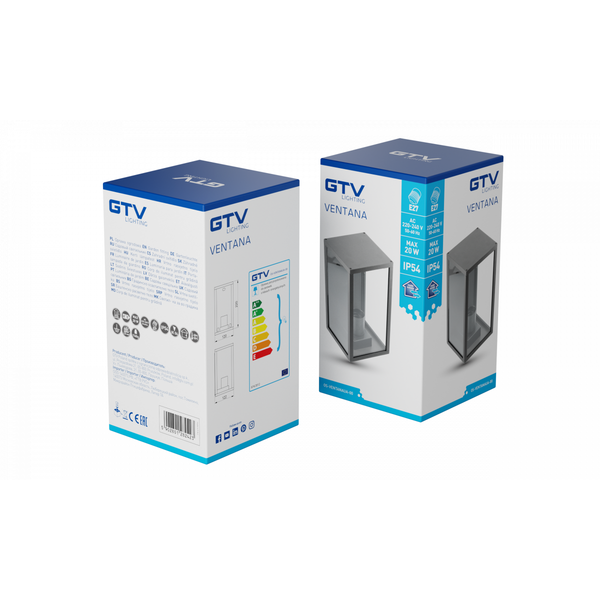 Facade luminaire VENTANA, E27, IP54, max. 20 W, black image 2