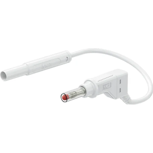 Measuring lead with (4 mm lamella plug, straight) to (4 mm lamella plug, straight), 2 m, white, PVC, 1.0 mm², CAT II, 66.1048-20029 image 1