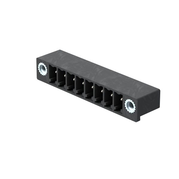 PCB plug-in connector, male header, Flange, THT solder connection, 3.81 mm, Number of poles: 6, 270°, Solder pin length (l): 3.2 mm, tinned, black, Box image 1