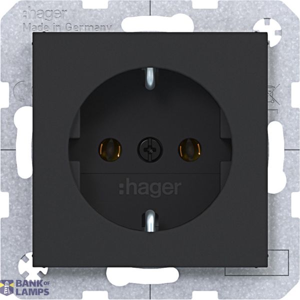 SCHUKO wall socket, screw lift terminals, A.x/C.x, matte night black image 1
