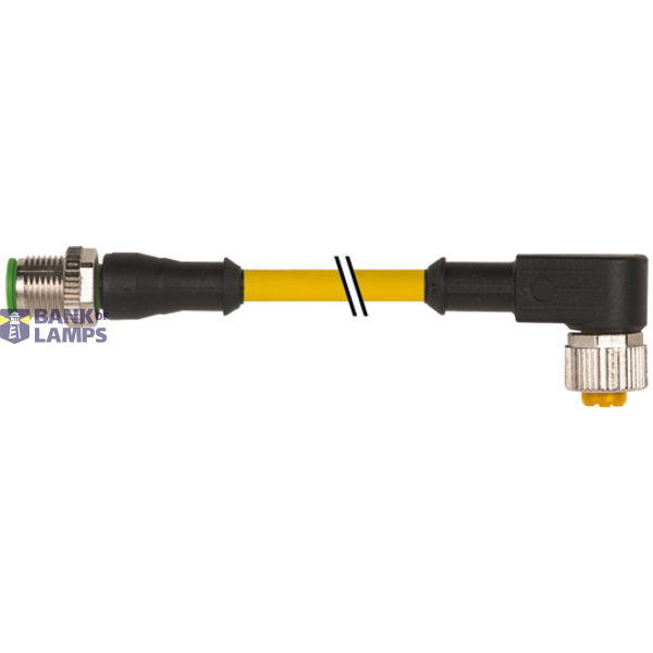 M12 male 0° / M12 female 90° A-cod. PUR 3x0.34 ye 0,15m image 2