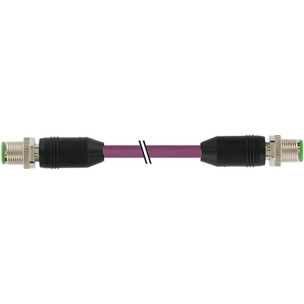 M12 male 0° / M12 male 0° D-cod. shielded PUR 1x4xAWG22 vt 20m image 1