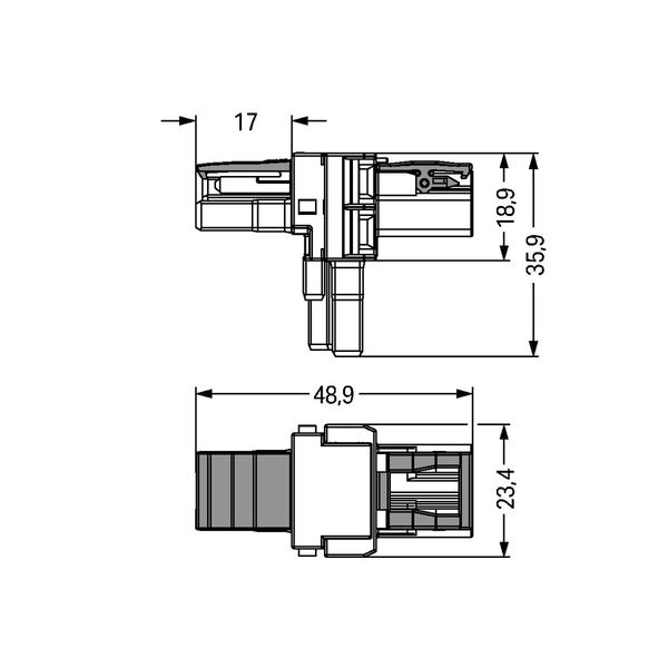 T-distribution connector 2-pole Cod. B gray image 2