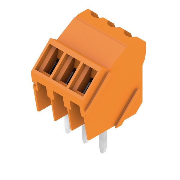 Printed circuit board terminals, 3.50 mm, Number of poles: 3, 135°, Solder pin length (l): 4.5 mm, tinned, orange, Clamping yoke connection, Clamping range, max. : 2.08 mm², Box image 8