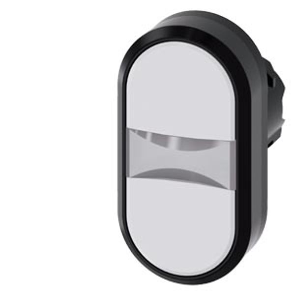 Twin pushbutton, illuminated, 22 mm, round, plastic, white, white image 1