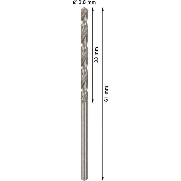 Metal drill bits HSS-G, DIN 338 2,8 x 33 x 61 mm 10 pcs. image 2