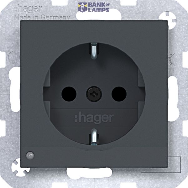 SCHUKO wall socket, orient. LED, screw lift terminals, A.x/C.x, anthracite. image 1