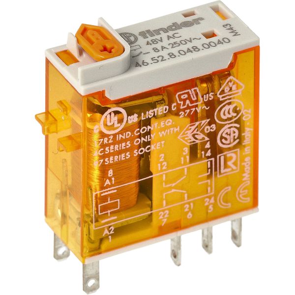 Mini.ind.relays 2CO 8A/48VAC/Agni/Test button/Mech.ind. (46.52.8.048.0040) image 3