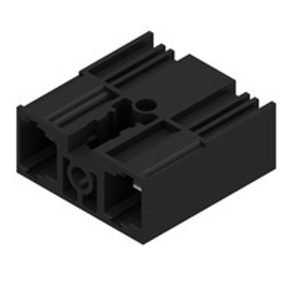 PCB plug-in connector, male header, closed side, Middle flange, THT solder connection, 10.16 mm, Number of poles: 2, 90°, Solder pin length (l): 3.5 mm, silver-plated, black, Box image 1