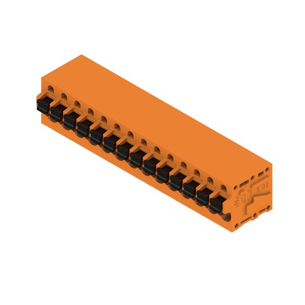 Printed circuit board terminals, 5.00 mm, Number of poles: 14, 90°, Solder pin length (l): 3.5 mm, tinned, orange, PUSH IN with actuator, Clamping range, max. : 2.5 mm², Box image 4