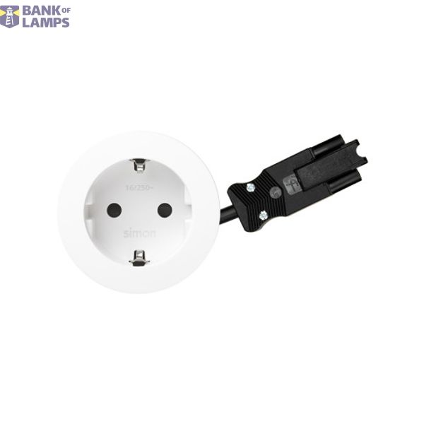 Furniture power socket with grounding (Schuko), Simon 400 Flash 60, 230V, 16A, 20 cm cable; Wieland quick connector, white image 1