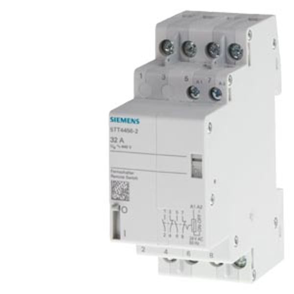 Remote switch contact for 25 A voltage 24 V AC 2 changeover contacts image 1