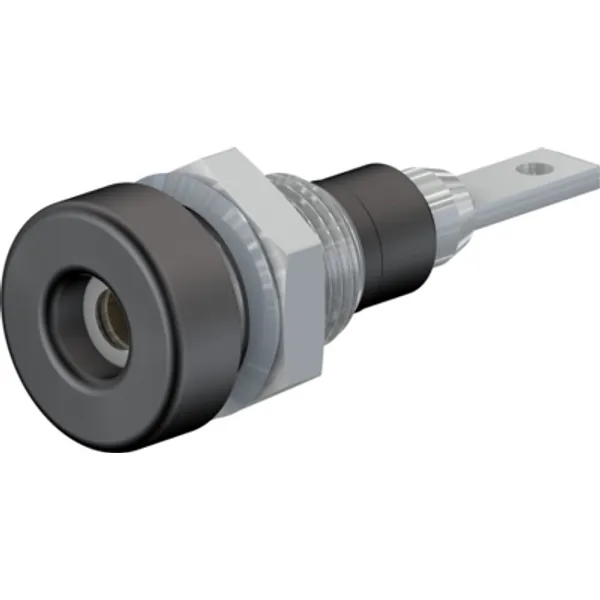 2 mm socket, flat plug connection, mounting Ø 6.4 mm, yellow, 23.0060-24 image 1