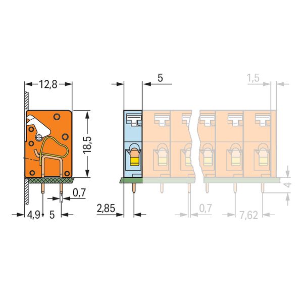 Stackable PCB terminal block push-button 2.5 mm² orange image 4