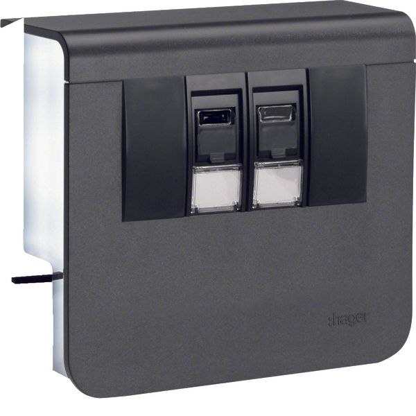 Device carrier data connection 2xCat.6A to SL 20x55mm graphite black. image 1