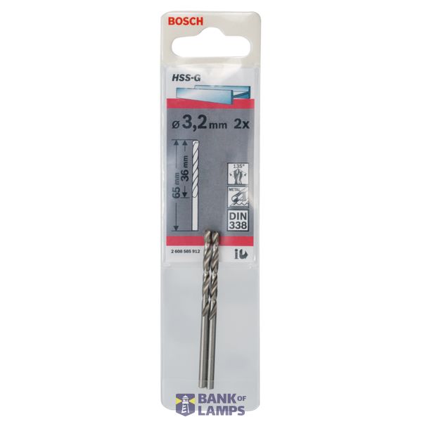 Metal drill bits HSS-G, DIN 338 3,2 x 36 x 65 mm 2 pcs. image 2