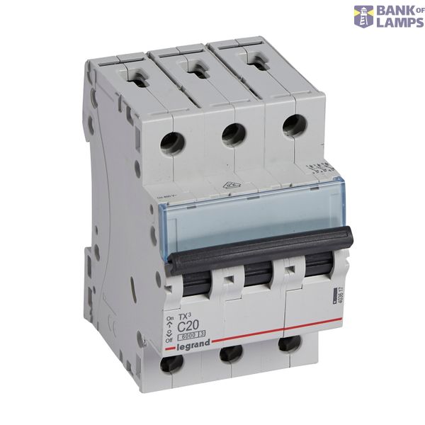 MCB TX³ 6000 - 3P - 400 V~ - 20 A - C curve - prong-type supply busbars image 2