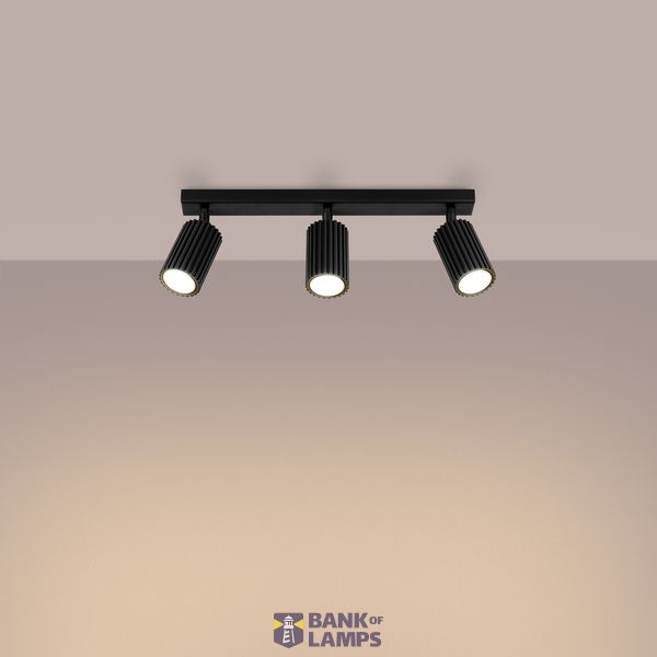 CEILING LAMP FROM THE KARBON SERIES, THREE MOVABLE BLACK SPOTLIGHTS FOR DINING ROOM image 8