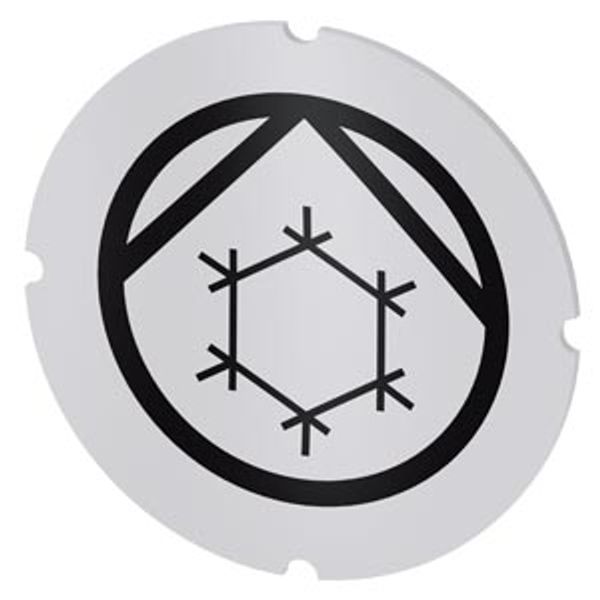 Inscription plate for illuminated pushbutton, round, milky, icon: Coolant pump image 1
