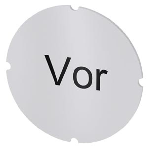 Inscription plate for illuminated pushbutton, round, milky, labeling: Vor image 1