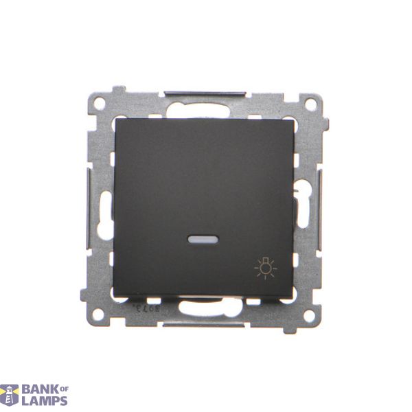 "Light" push button with LED indicator light, (module), 10AX, quick connection, black matt image 1