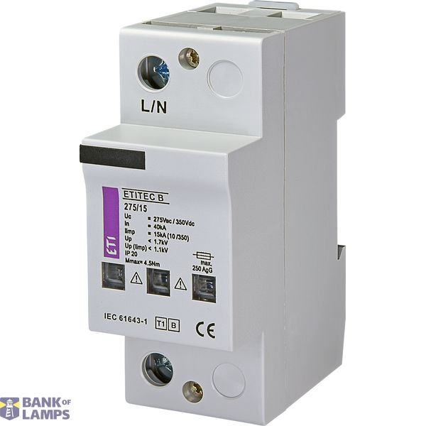 ETITEC B 275/15  (10/350) B klases pўrspr. aizs. 275V; 10/350s 15kA 1P image 1