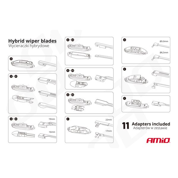 Hybrid wiper blade multiconnect 14" (350mm) 11 adapters image 1