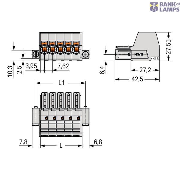 1-conductor female connector Push-in CAGE CLAMP® 10 mm² light gray image 2
