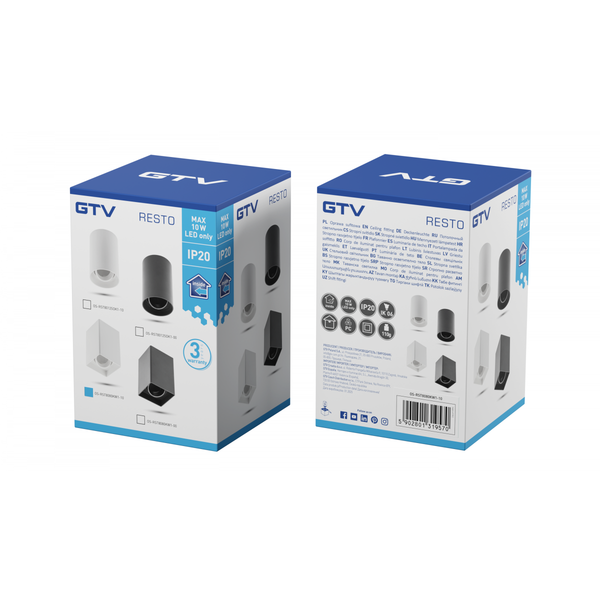 Ceiling luminaire housing RESTO, max. 10 W (LED ONLY), 80x80x125 mm, IP20, PC, white image 3