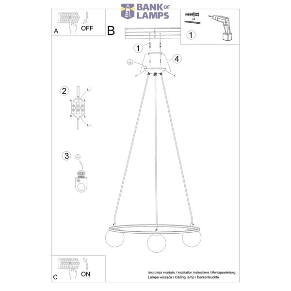 YOLI CHANDELIER 3 BLACK G9 3X8W IP20 image 5