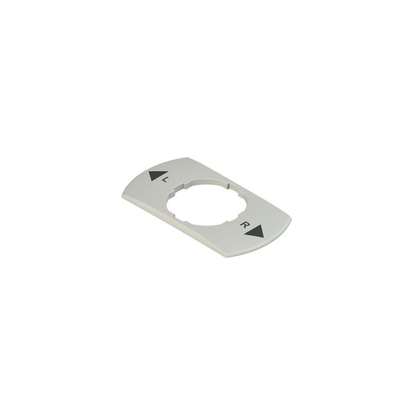 Plate with shaped hole, rectangular, 30x60 mm, grey, inscription "R, L" image 1