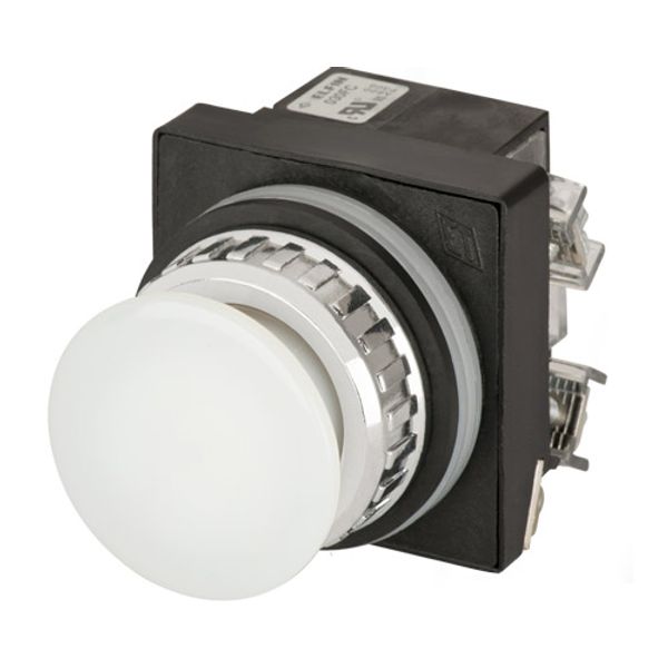 Mushroom push-button Ø 35, illuminated, momentary, white, led BA9S 24V, N.O.+N.C. image 1
