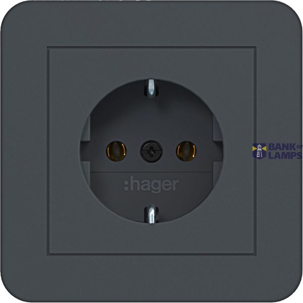 SCHUKO wall socket with cover plate, plug-in type, C.1, anthracite image 1