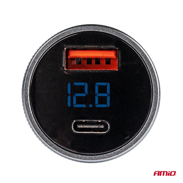 USB charger with voltometer 38W  PCH PRO-06 USB+USB-C 12/24V image 1