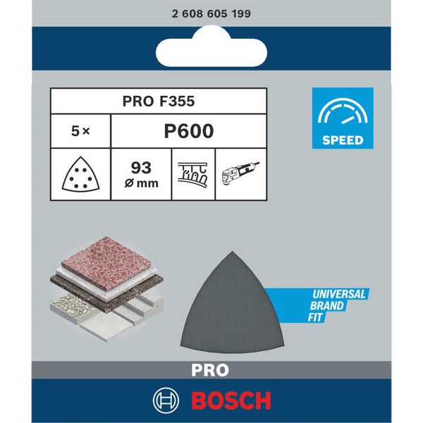 F355 sanding sheet, pack of 5 93 mm, 600 image 2