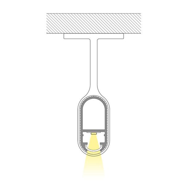 Hanging aluminum profile ZE, 15x30mm, black color, Whitey diffusion, 2m image 1
