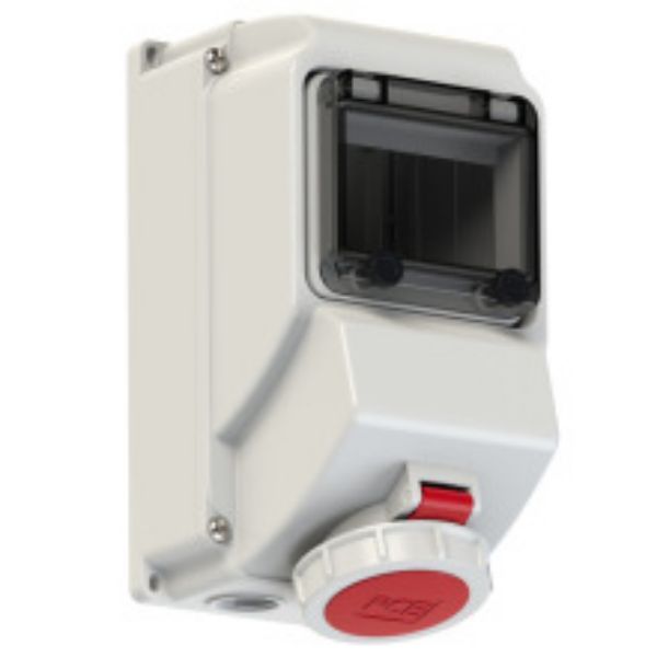 CEE wall mounted socket with window 16A 5p 6h IP67 Neozed image 1