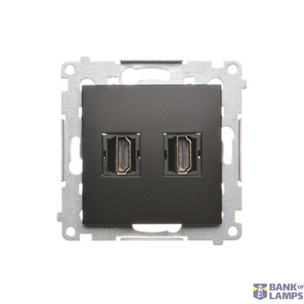 HDMI double socket, black matt image 1
