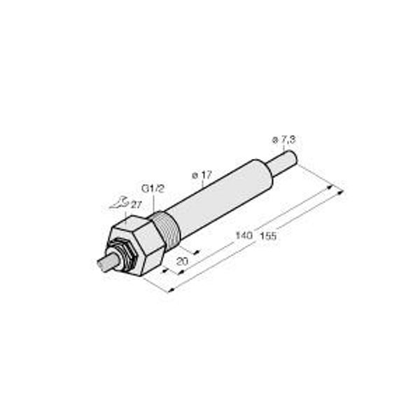 Flow Monitoring Immersion Sensor without Integrated Processor   FCS-G1/2HC4-NAEX0/L140/D024 5M image 1