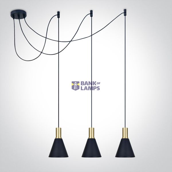 BRUSHED BRASS BLACK SHADE 10W 3xE27 image 2