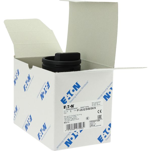 P1-25/I2/SVB-SW/N Main switch, P1, 25 A, surface mounting, 3 pole + N, STOP function, With black rotary handle and locking ring, Lockable in the 0 (Off) position image 36