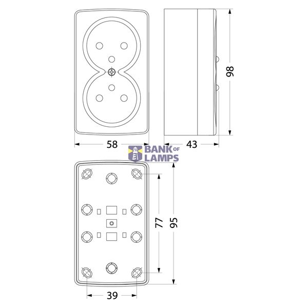 GNBD250 Single socket, white, 2x2P+Z, 250V, 16A image 2